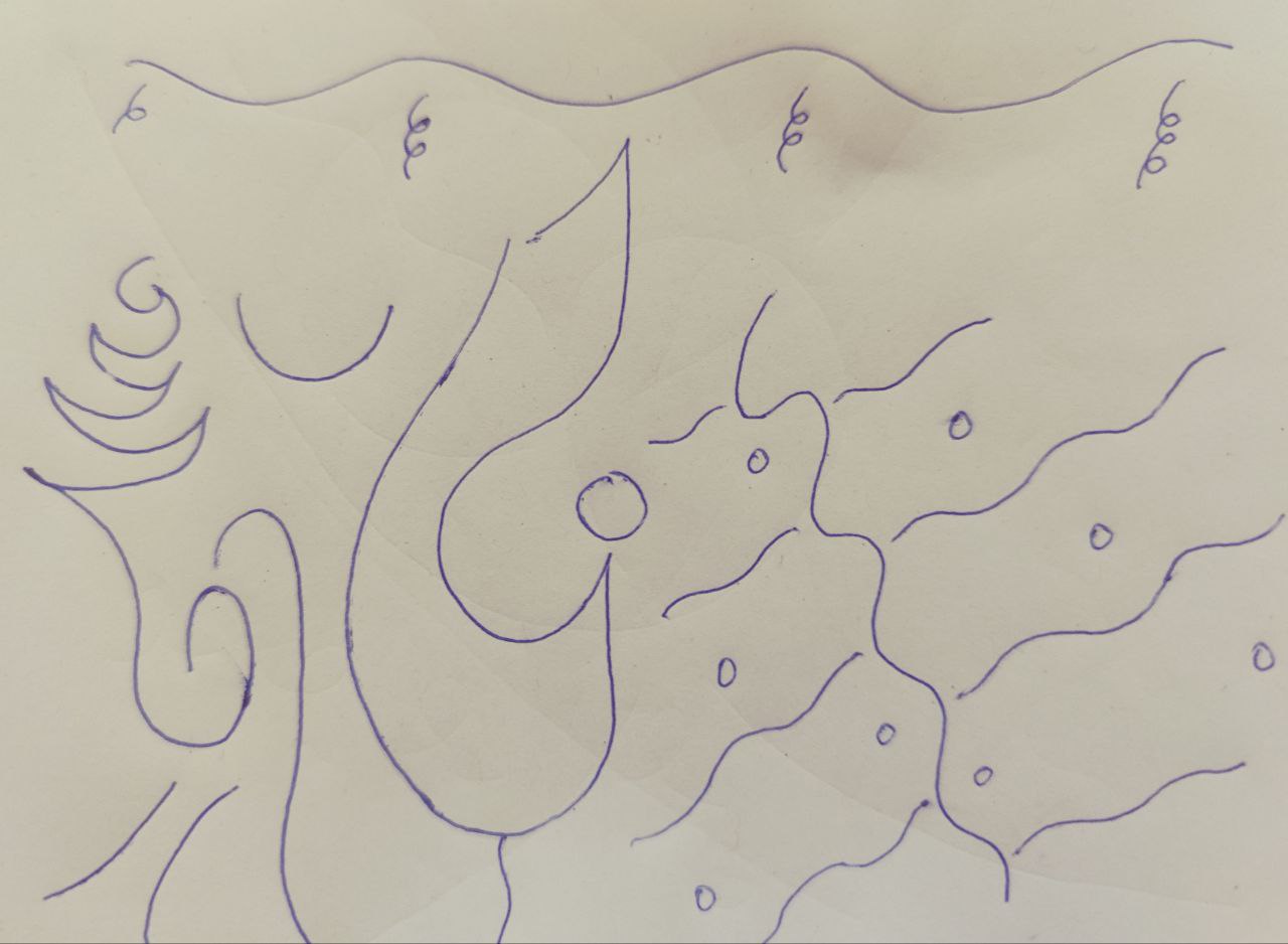 Ein freihändig von mir gezeichnetes unregelmäßiges Muster.